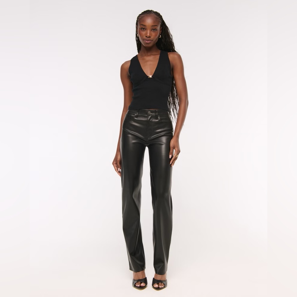 Abercrombie Curve Love High waisted Straight Faux Leather Pants
